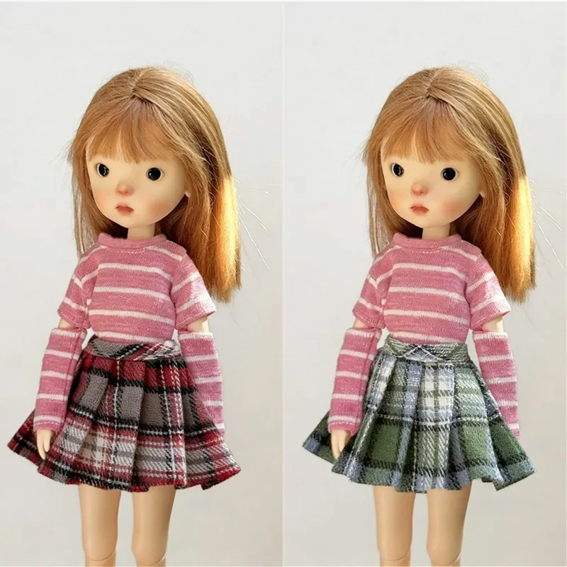 Ropa para muñeca Blythe, vestido plisado, falda Jk, conjunto de ropa, suéter de cuello alto, conjunto de pantalones vaqueros OB24 OB22 1/6, pierna larga HelloKitty