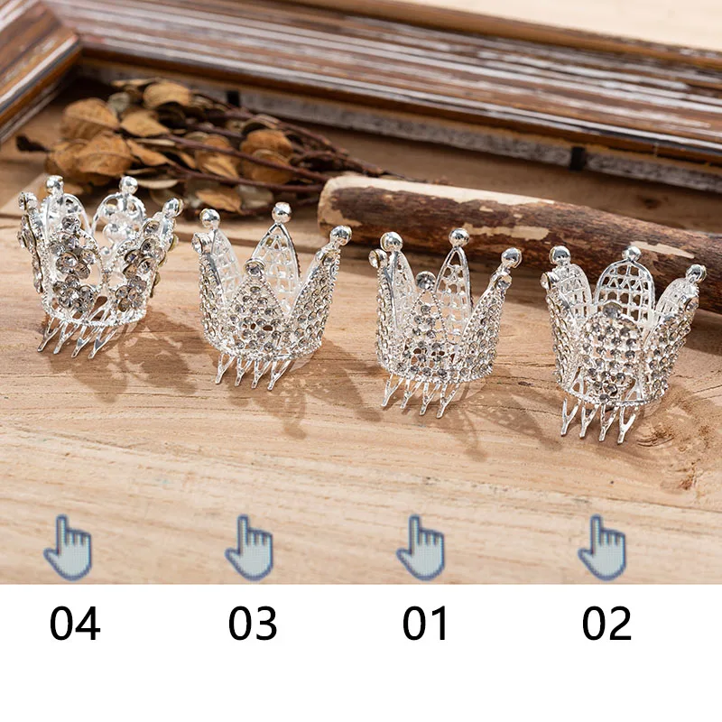 New Arrival Comb Crowns Hair Jewelry Silver Plated Mini Round Crystal Tiara Crown Wedding Hair Accessories for Women