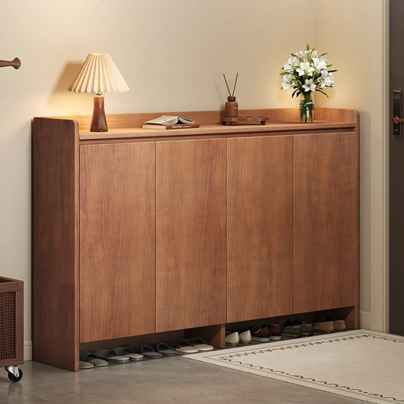 Solid wood shoe cabinet New Chinese-style household large-capacity storage porch cabinet dust-proof shoe rack