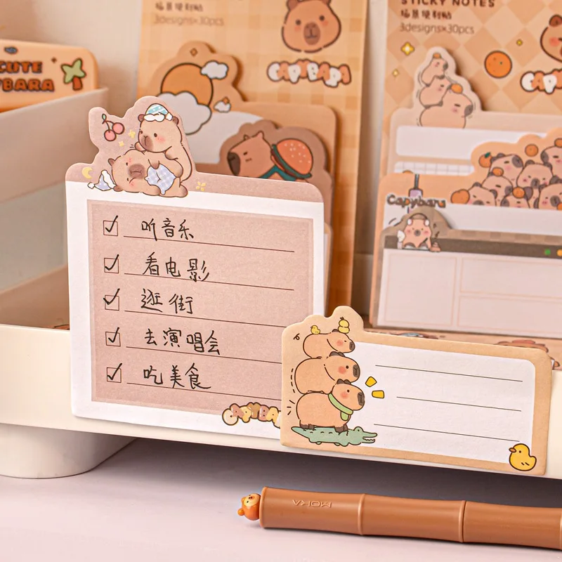 24pcs/lot Creative Capybara Memo Pad Cartoon Animal Sticky Note Stationery Label Notepad Planner Sticker Post School Supplies