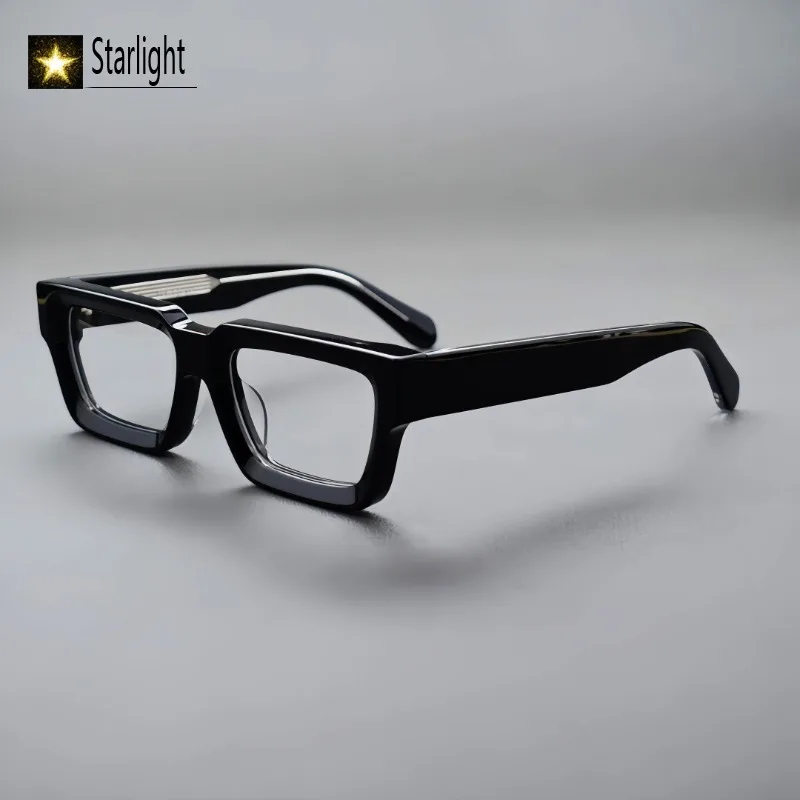 Top Quality Thick Acetate Black Eyeglasses Frame Men Square Glasses Frames Man Handmade Prescription Women Reading Myopia 140mm