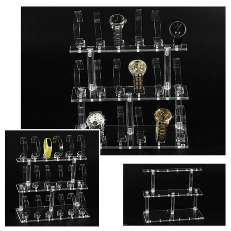 (New)-Acrylic Three-Layer 18-Digit Watch Display Storage Rack