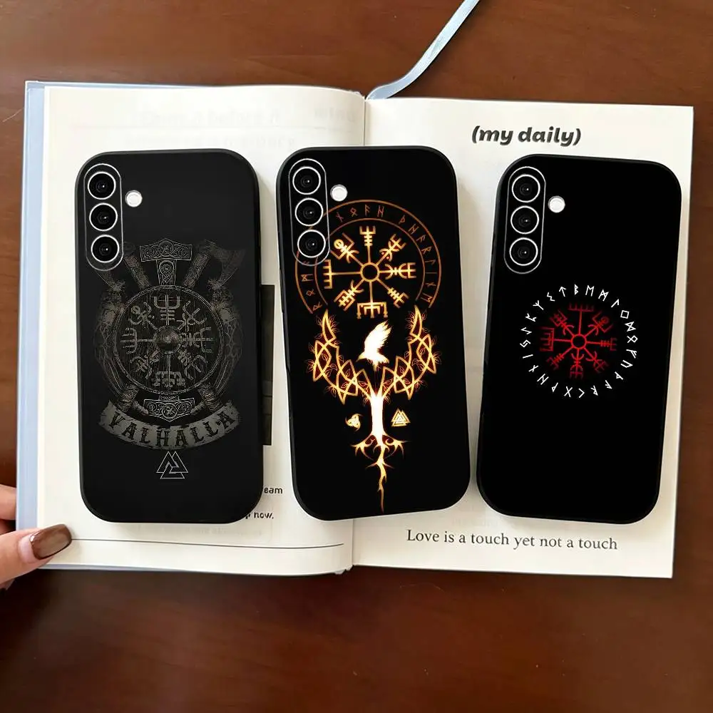 V-viking V-vegvir Logo  Phone Case For Samsung Galaxy A73,A72,A71,A70,A53,A52,A51,Others Soft Black Cover