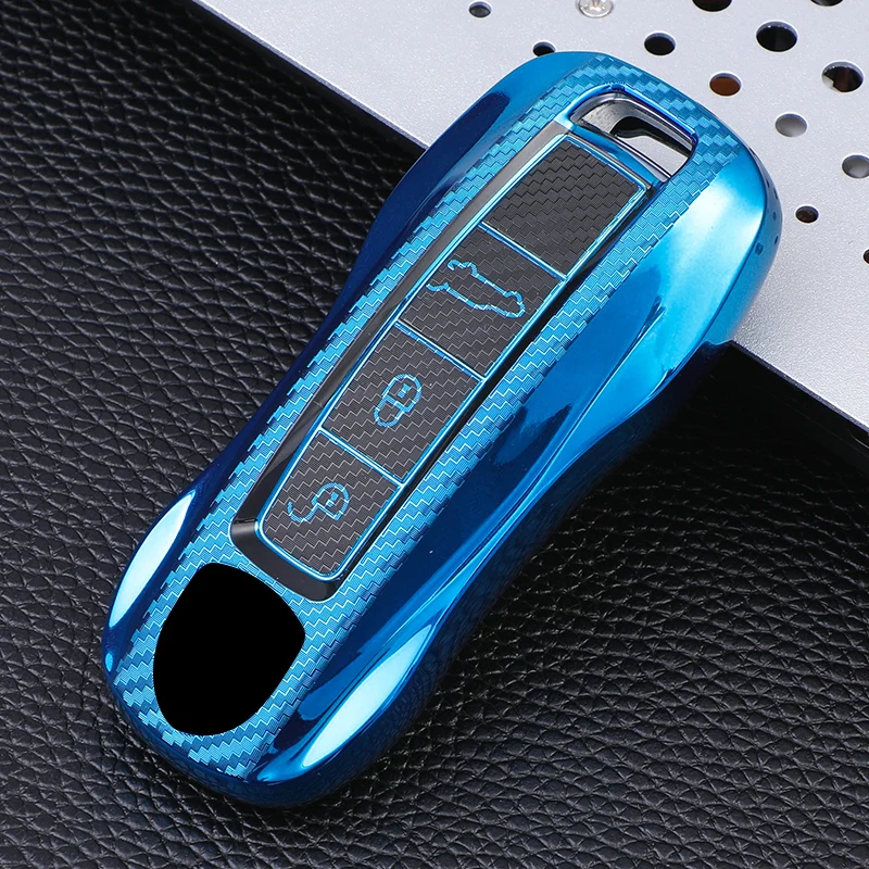 Für Porsche Panamera Cayenne 971 911 9YA Macan Boxste Carbon Fiber TPU Auto Schlüssel Fall Abdeckung Shell Auto Protector Zubehör