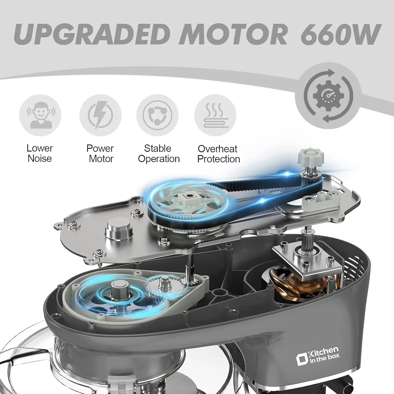 خلاط طعام كهربائي ، رأس مائل ، مطبخ ، 6 سرعات ، رأس مائل ، خطاف عجين ، سوط سلكي ، مضرب ، غسالة صحون آمنة ، 6.5QT ، W