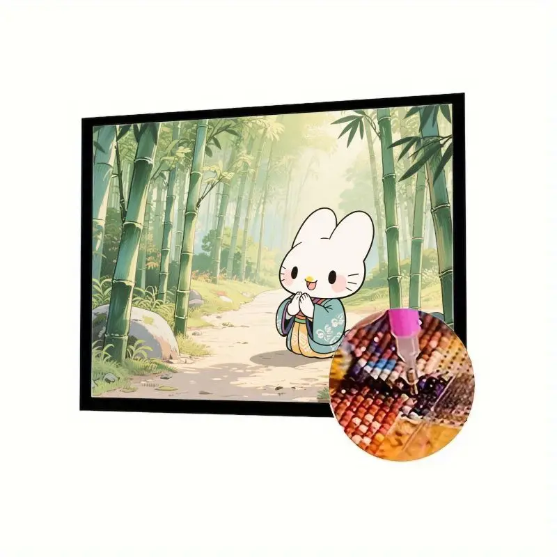 

1 шт. Kawaii мультяшный кролик 5D комплект алмазной живописи-полная дрель DIY японское кимоно кролик в Serene бамбуковый лес алмазное искусство для