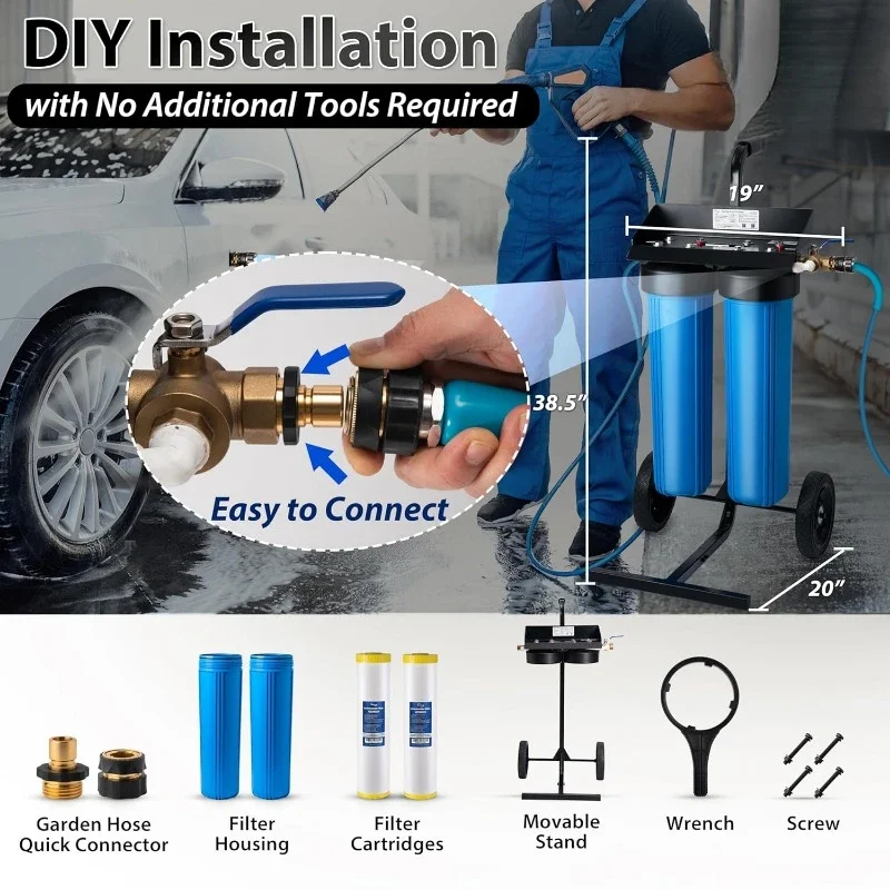 HOME.Spotless Car Wash System with Bypass Valve, Deionized Water System for Car Wash, Spot Free Car Wash for RVs, Model: WGB22BD