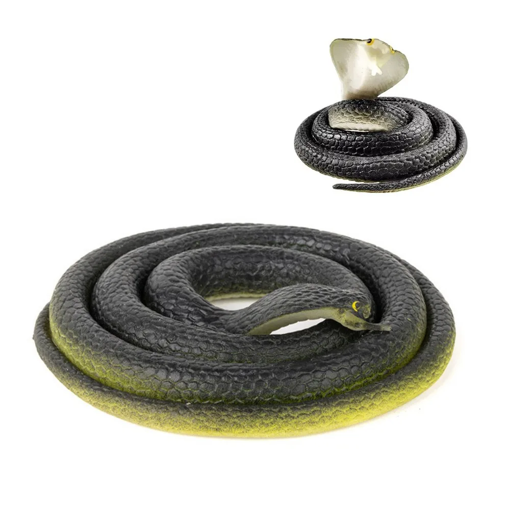 Soft Simulated Black Green Snake Toy Realistic Large Size Snake Model Lifelike Black Color Halloween Prank Props Scare Toy