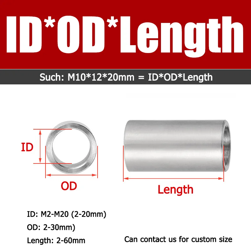 1-5 pces m15 m16 m17 m18 m20 304 bucha de aço inoxidável arruela junta não rosqueada redonda oca impasse espaçador manga od 17-30mm