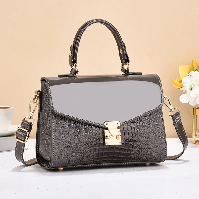 

2025 Glossy Shoulder Bag - Slim Leather Crossbody Purse for Women, Korean Style Handbag with Adjustable Strap