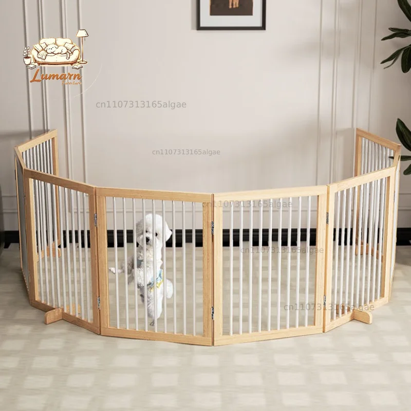 Solid Wood Dog Fence Foldable Pets Dogs Cat Fences Door Pet Bars Dog Enclosure Puppy Accessories Barrier for Dogs Baby Gate