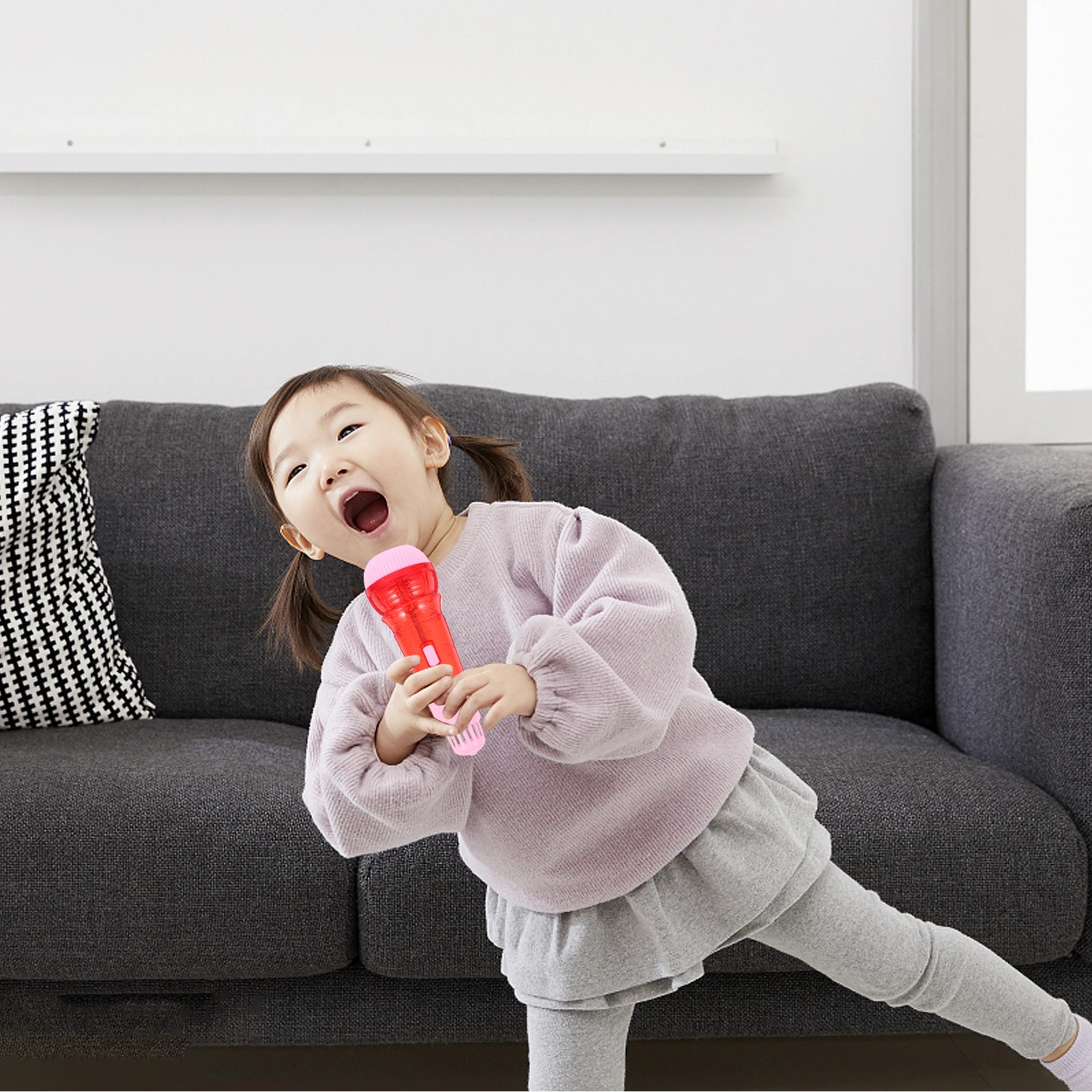 Crianças eco microfone design colorido seguro material durável educação precoce amplificação de som brinquedo aprendizagem música do bebê