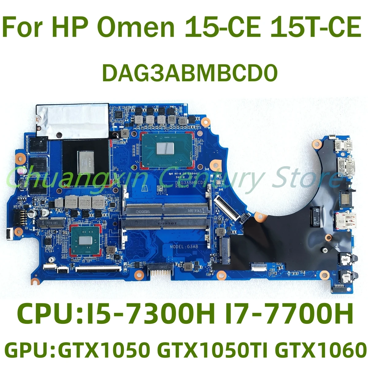 

For HP Omen 15-CE Laptop motherboard DAG3ABMBCD0 with CPU I5-7300H I7-7700H GPU GTX1050/GTX1050TI/GTX1060 100%Tested Fully Work
