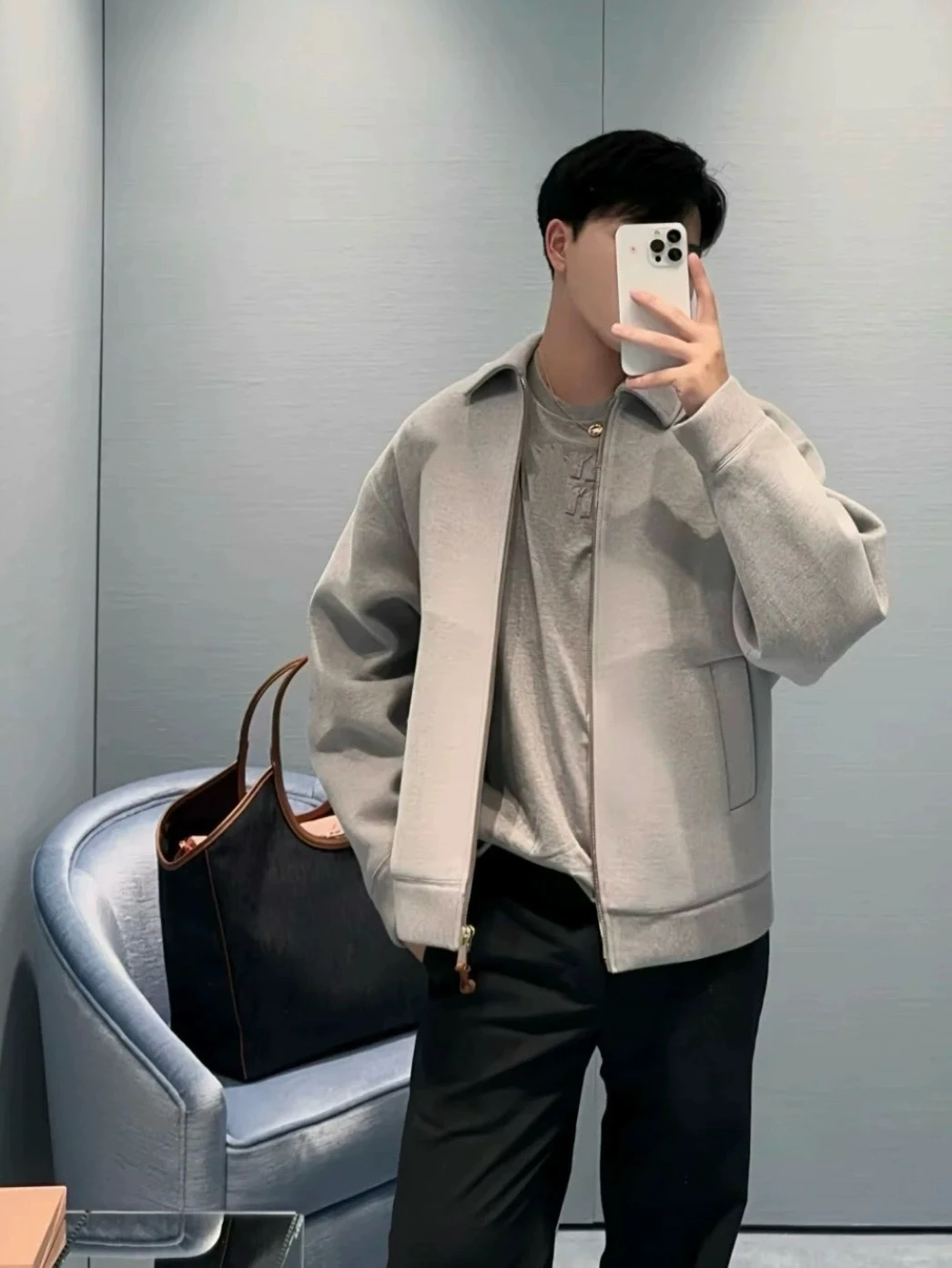 

Sun72bian Men's Leather Jaet Zipper Air Cotton Embroidery Logo ey Jaet Cotton Polyester Blend ex Faionable