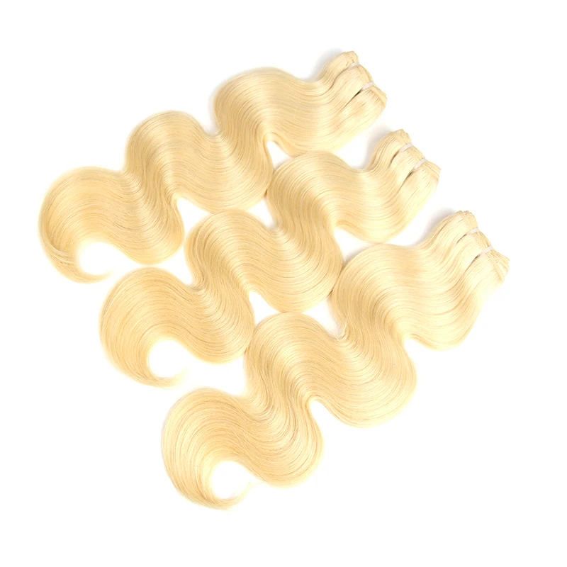 شقراء الجسم موجة الخام عذراء الشعر البشري حزم غير المجهزة عذراء الشعر للنساء ابيض متبرع واحد نسج على شكل شعر إنسان 613 #