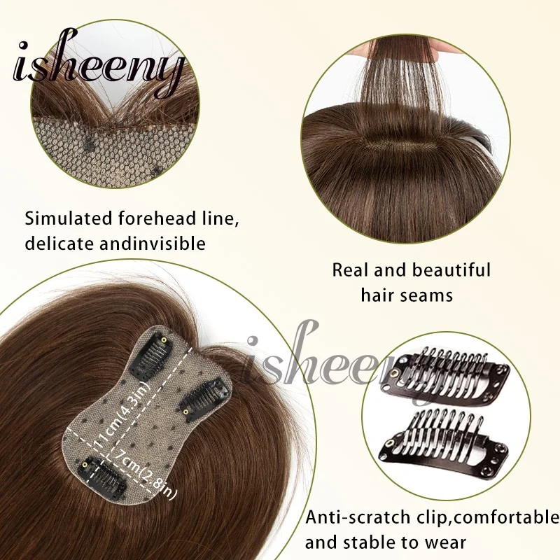 Clip In Remy Human Hair Topper 10 Inch 25cm 7x11cm Thin Breathable Base Net 3 Clips Hair Piece For Caucasian Women Cover Thinning Hair Gray Hair