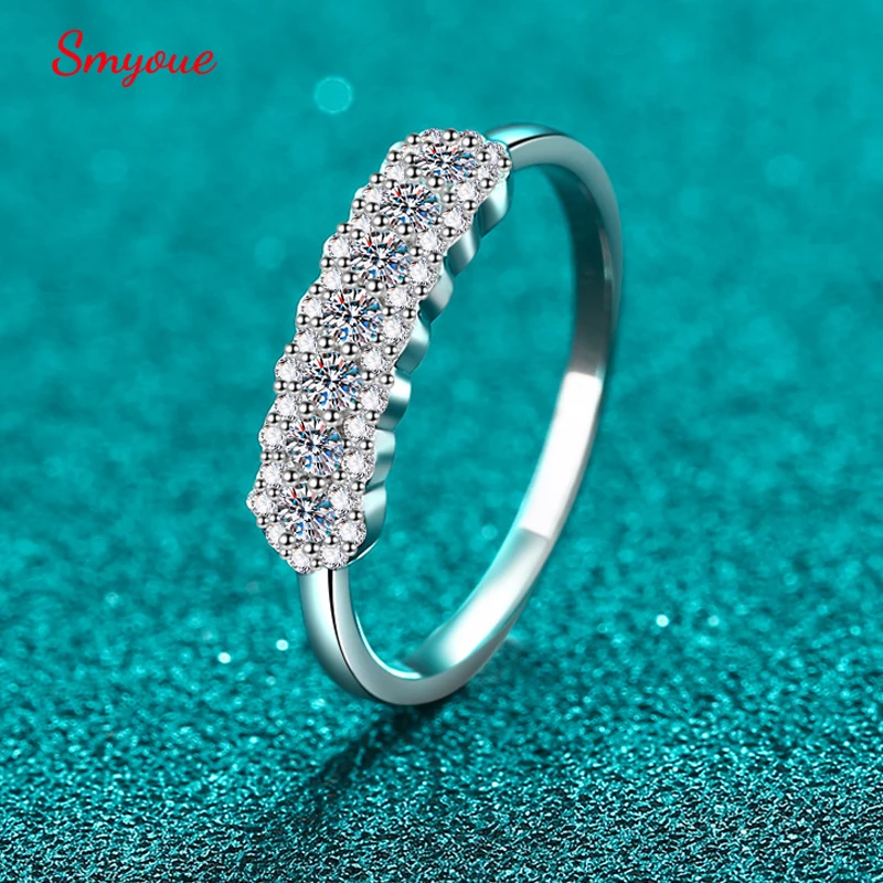 Smyoue GRA 2mm Full Moissanite Ring for Women Lab Created Diamond S925 Sterling Silver Plated 18k Wedding Jewelry Wholesale