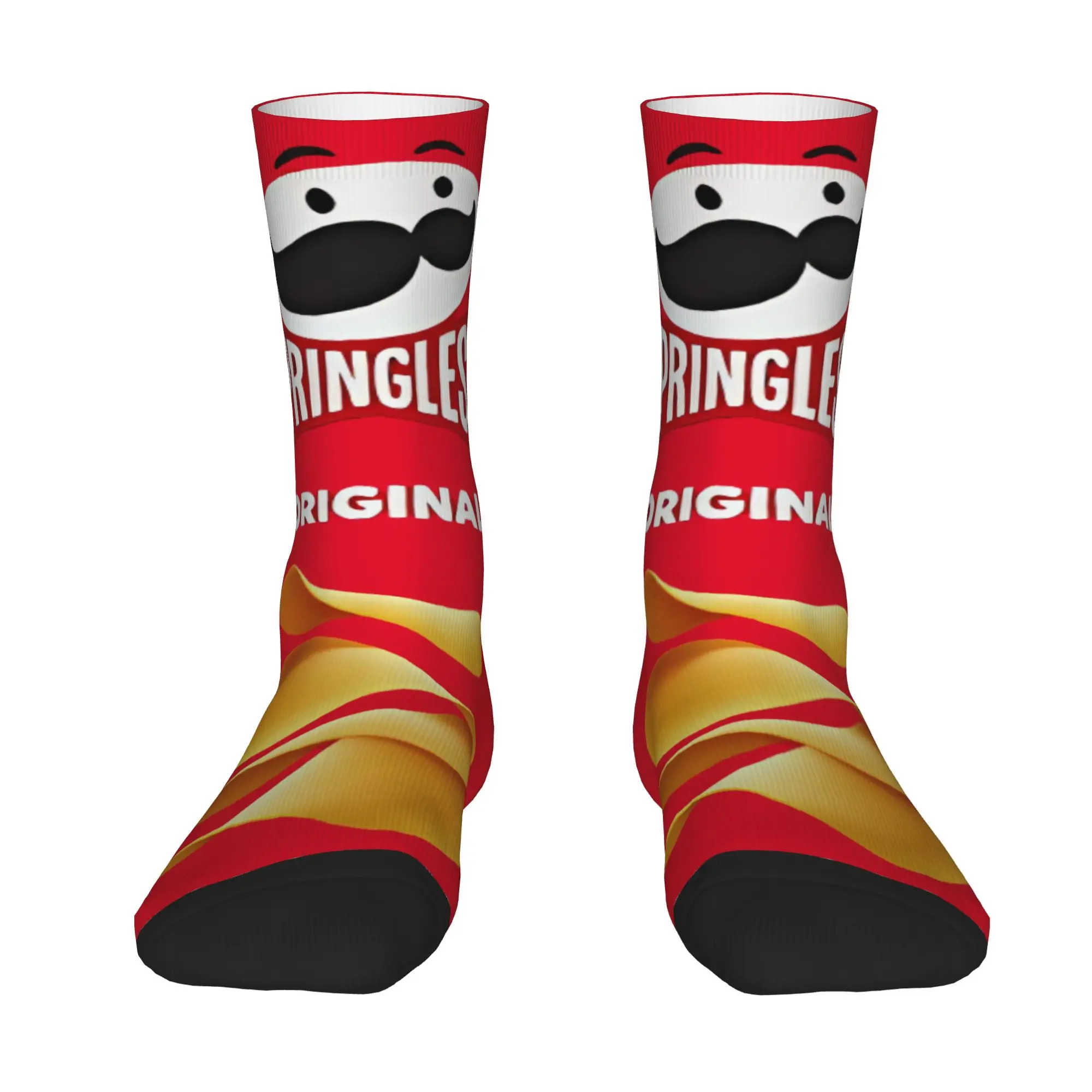Delicious potato chips Pringles Red Socks  Fashion Stockings Men Warm Soft Skateboard Socks Autumn Pattern Anti Skid Socks
