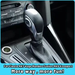 Auto Leather Gear Shift Knob Handle Shifter for Ford Kuga MK2 Mondeo 1.5T Fusion MK5 Fiesta MK7 Brazil Ecosport 2018 Accessories