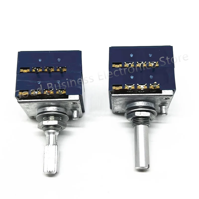 Potensiometer Volume Ganda ALPS RK27 10KA 20KA 50KA 100KA 250KAx2 Unit Ganda 6Pin Pegangan Bulat Saklar Putar