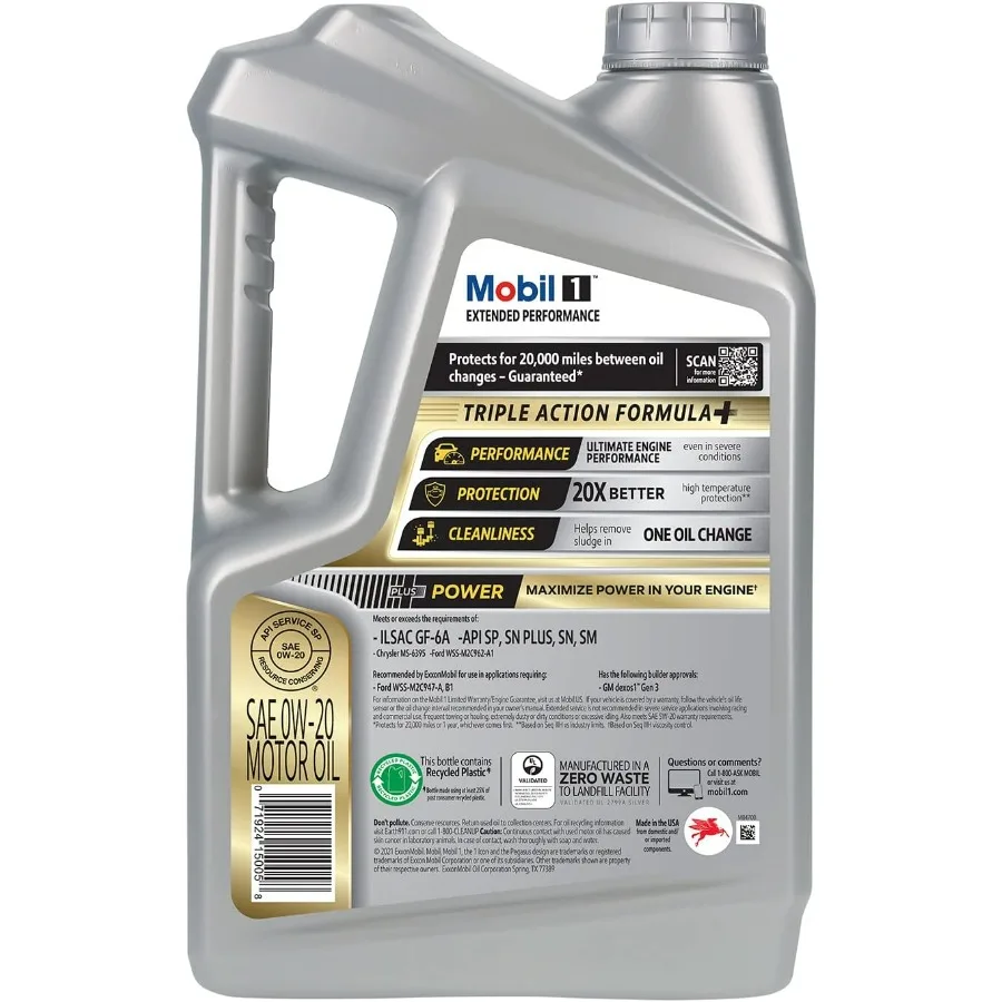 1 huile moteur entièrement synthétique, 0W-20 |   Performance étendue |   5 litres |   Paquet de 2