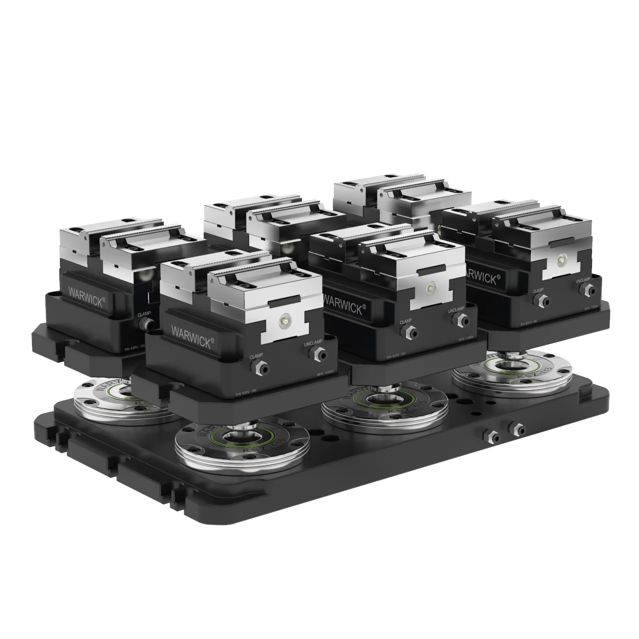 WARWICK KSP-100+YZL-100 Pneumatic Concentric Vise Clamping Force Block Self Cetentering Vise for Cnc Automation with Robot Cobot 6