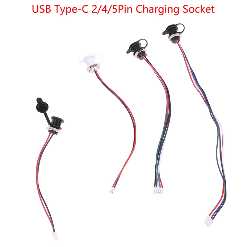 USB-C 2/4/5Pin High Current Charging Socket With PH2.0 Nut Snap Lock Plate USB TYPE-C Female Waterproof Female Connector