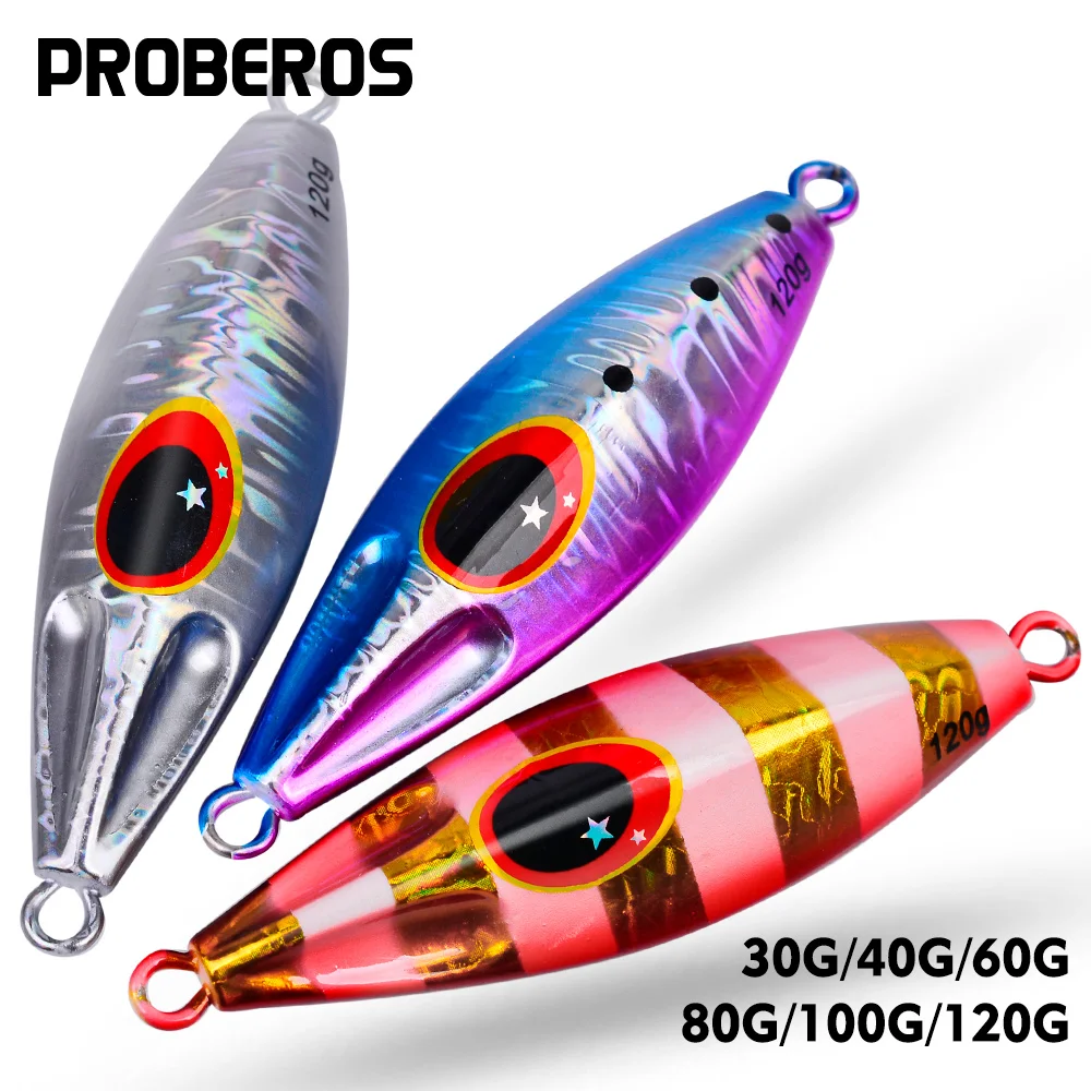 

PROBEROS 5PC Metal Jigs Lures 30g-40g-60g-80g-100g-120g Trolling Saltwater Vertical Fishing Jigging Bait Long Casting Hard cebos