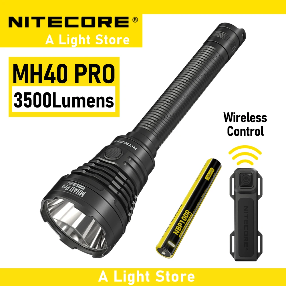 NITECORE MH40 Pro Flashlight UHi 40 LED 3500 lumens Ultra Bright Long Range Hunting flashlamp included wireless remote switch