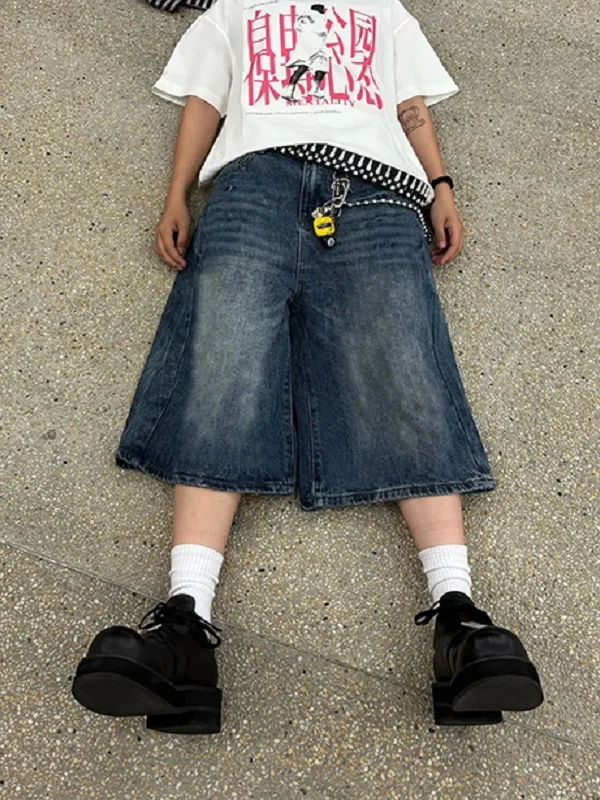 

Retro Japanese Loose Lazy Sle Slimming Jeans Seven-Five Pants Trendy Summer Cool Feeling adient Color Eight-Five Pants