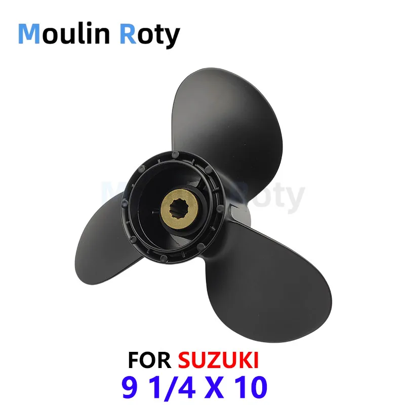 Outboard Propeller 9 1/4X10 58100-93733-019 for Suzuki 8 9.9 15 20 Hp Engines Aluminum Alloy Propeller 3 Blades 10 Rotation Marine Use