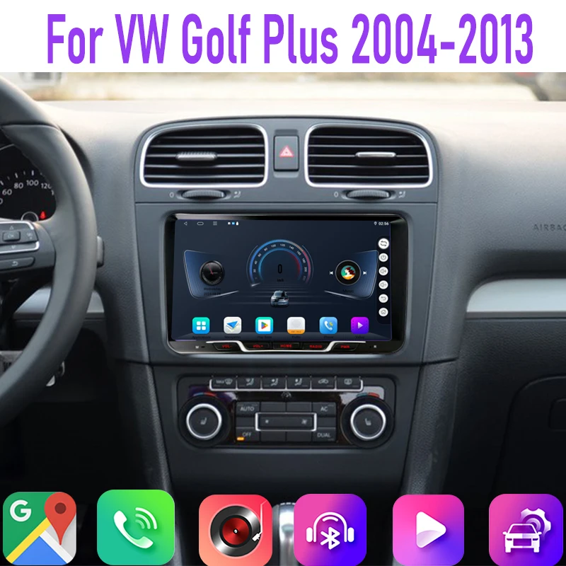

9" 4GB+64GB For VW Golf Plus 2004-2013 Car Radio 2DIN Google Map Head Unit GPS Android 15 Auto Canbus Steering Wheel Control