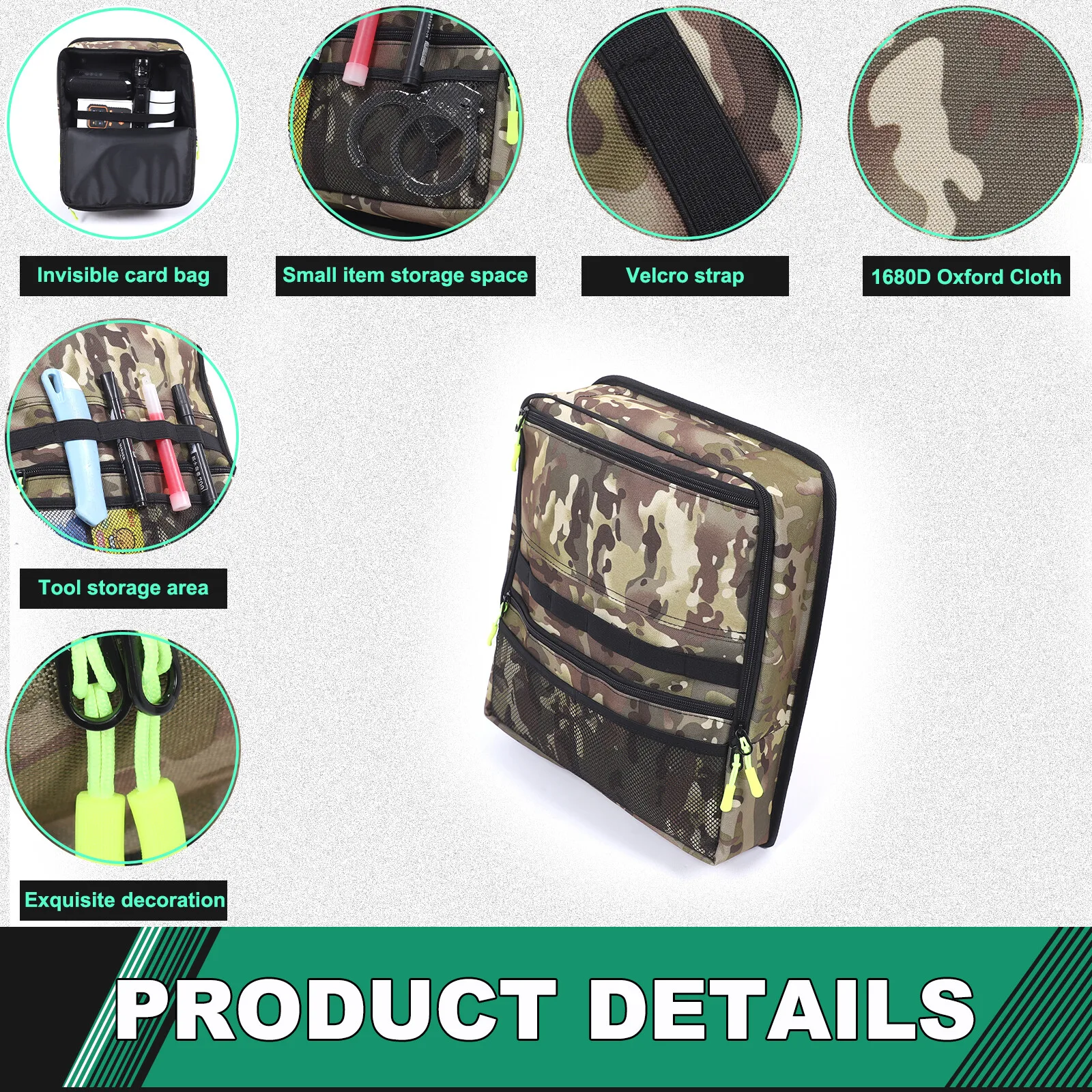 1 SZT. Torba do przechowywania na bok bagażnika samochodu w kolorze kamuflażu do Land Rover Defender 110 2020-2025, uniwersalny organizer, kieszeń do przechowywania