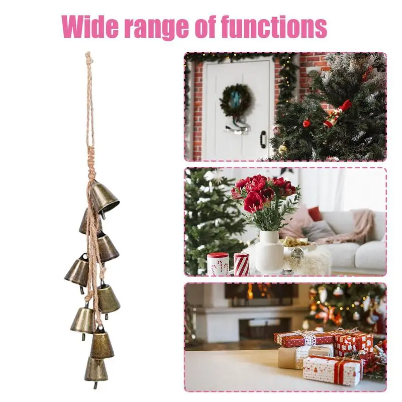 크리스마스 암소 종, 소박한 금속 벨, 빈티지 크리스마스 벨, 선명한 사운드, 앞 문짝 화환, 크리스마스 트리 장식