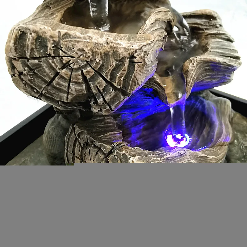 Fontana da tavolo a LED Ciotole fluenti a 5 livelli per interni Decorazione da tavolo a cascata rilassante Decorazione per la casa da meditazione