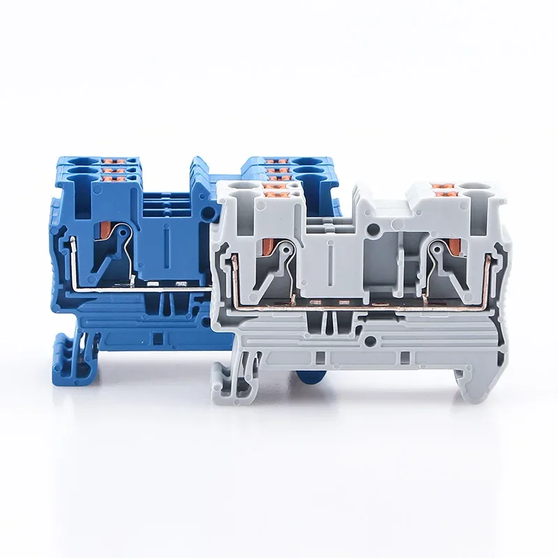 1Pc Din Rail Terminal Block PT-2.5 Six Colors Push In Spring Electrical Terminal Strip Block Connector PT2.5 Wire Conductor