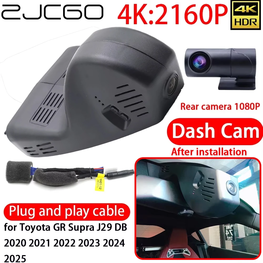 ZJCGO para Toyota GR Supra J29 DB 2020 2021 2022 2023 2024 2025, Cámara DVR 4K para Tablero, Wifi, Cámara Delantera y Trasera con Lente Sony, Monitoreo 24h