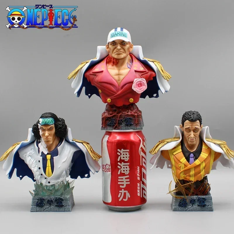 One Piece 16cm Anime 3 Admirals Bust Figures Gk Kizaru Aokiji Akainu Statue Pvc Figurine Collection Model Decoration Toys G