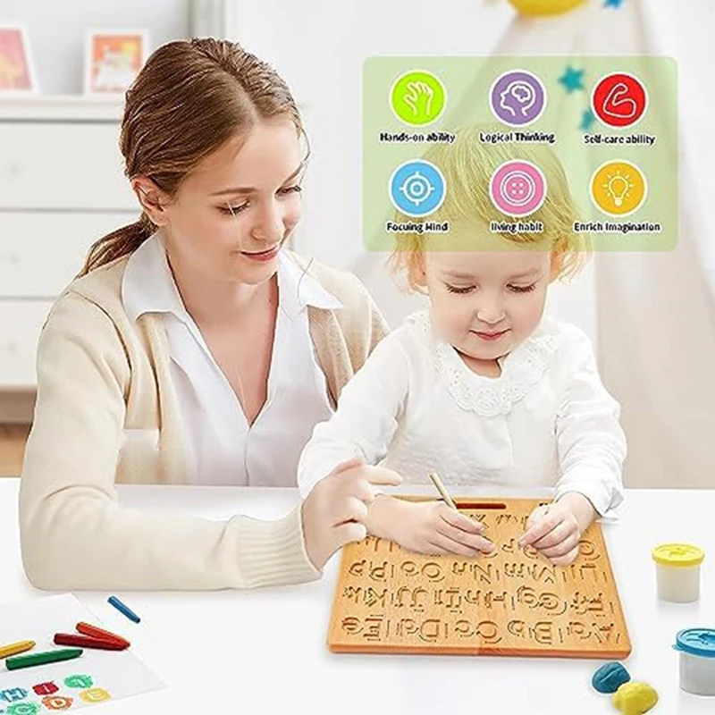 Planche de lutte de l'alphabet en bois, jouet alth, apprendre à écrire, cadeau parfait pour ABC, 3 à 5 ans