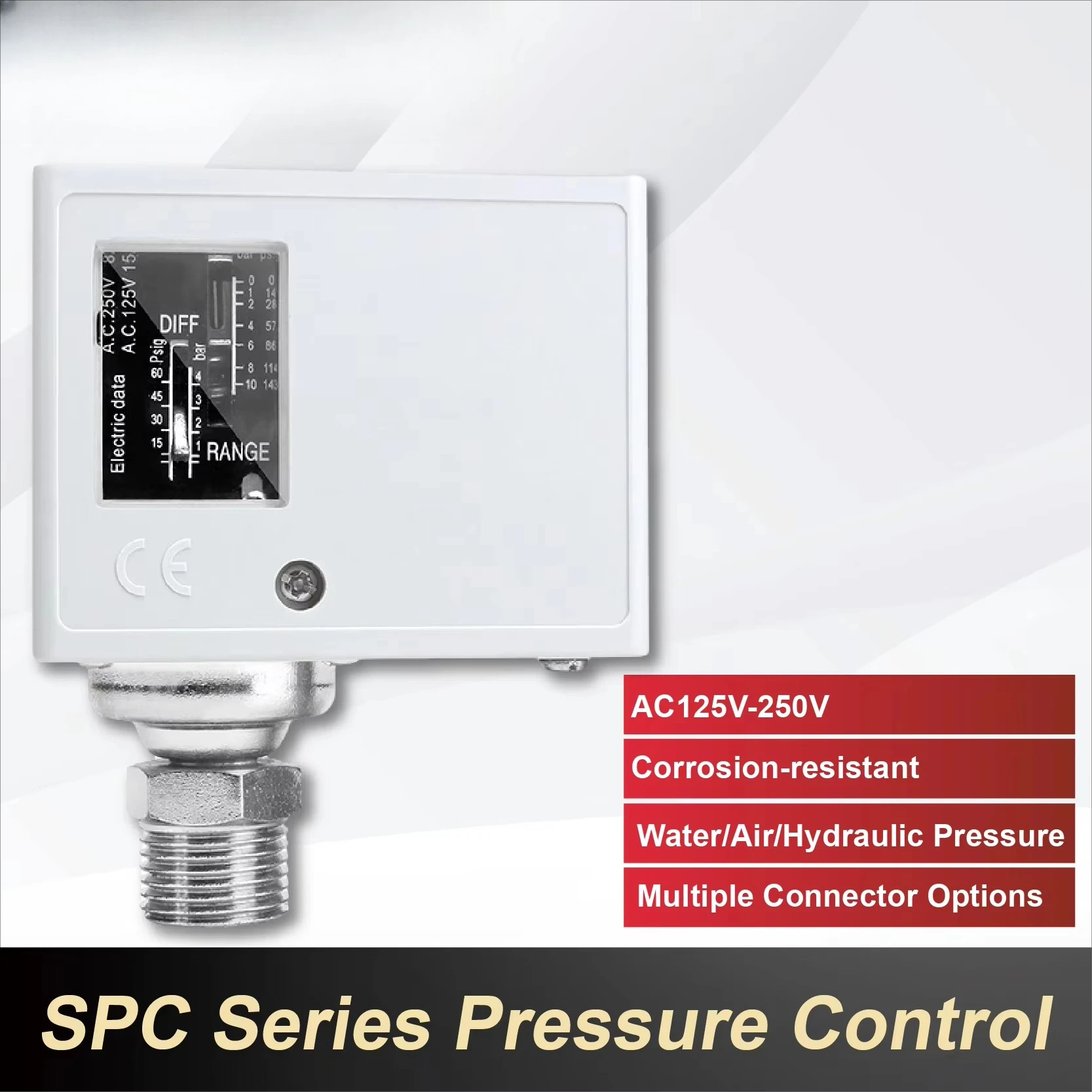 SPC 103 SPC 106 Adjustable Mechanical Pressure Switch 125 250V Power 1/4" 1/2" Threaded Connection for Water Pump Compressor