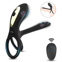 Double-ring penis ring dual-motor vibration delayed ejaculation and enlargement of erection adult sex toy 18