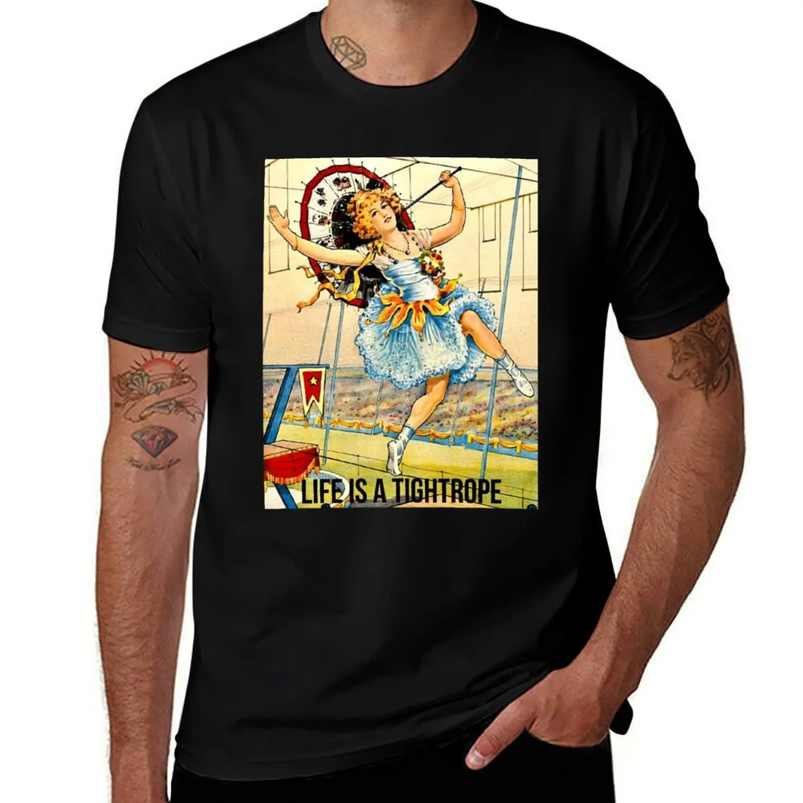 Life is a Tightrope ~ Highwire Venus ~ Tightrope Walker ~ 1920s Circus T-Shirt Stylish Print Short Sleeve Tee T-Shirt