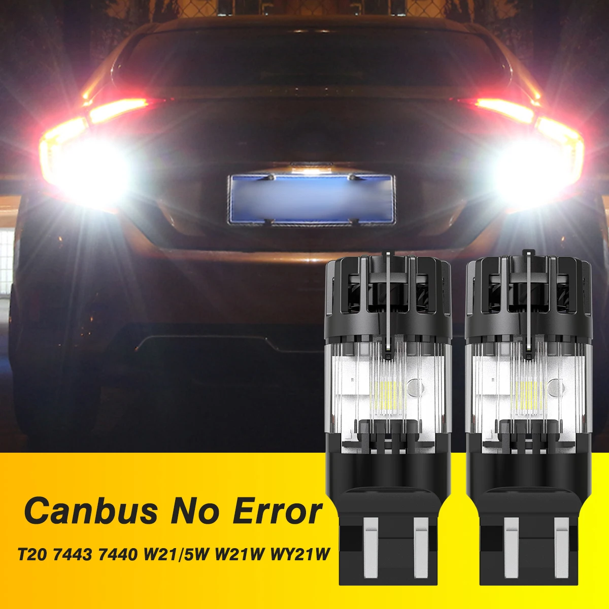 

2pcs T20 7443 7440 wy21w Canbus Led Car Lights Super Bright Amber Red Day Light Running Brake Stop For Toyota Venza C-HR Avalon