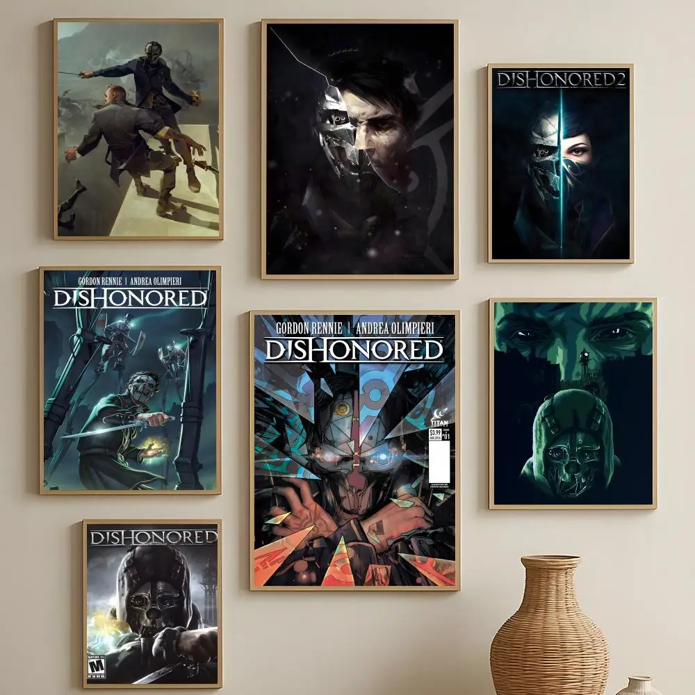Stealth Game Dishonored Poster HD Self-Adhesive Waterproof Wall Art Easy to Apply Multi-Scene Decor