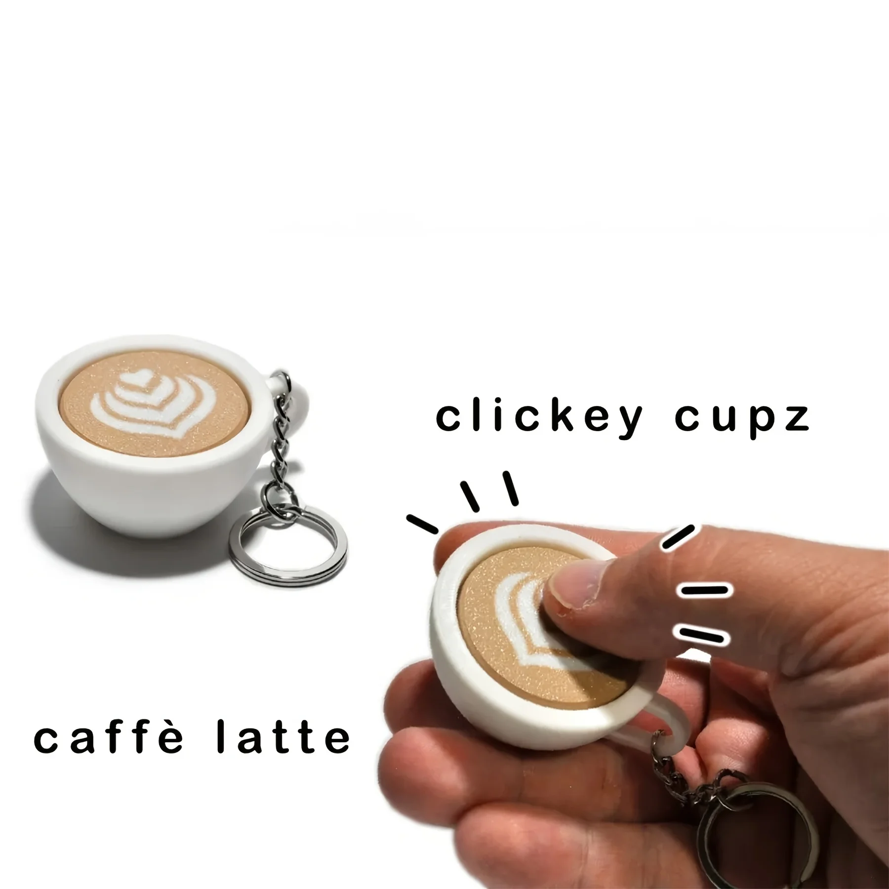 1PC 3D Printing Coffee Cup Funny Decompression Gifts Calming Keychain Keys Finger Button Anti-stress Toys for Children Adults