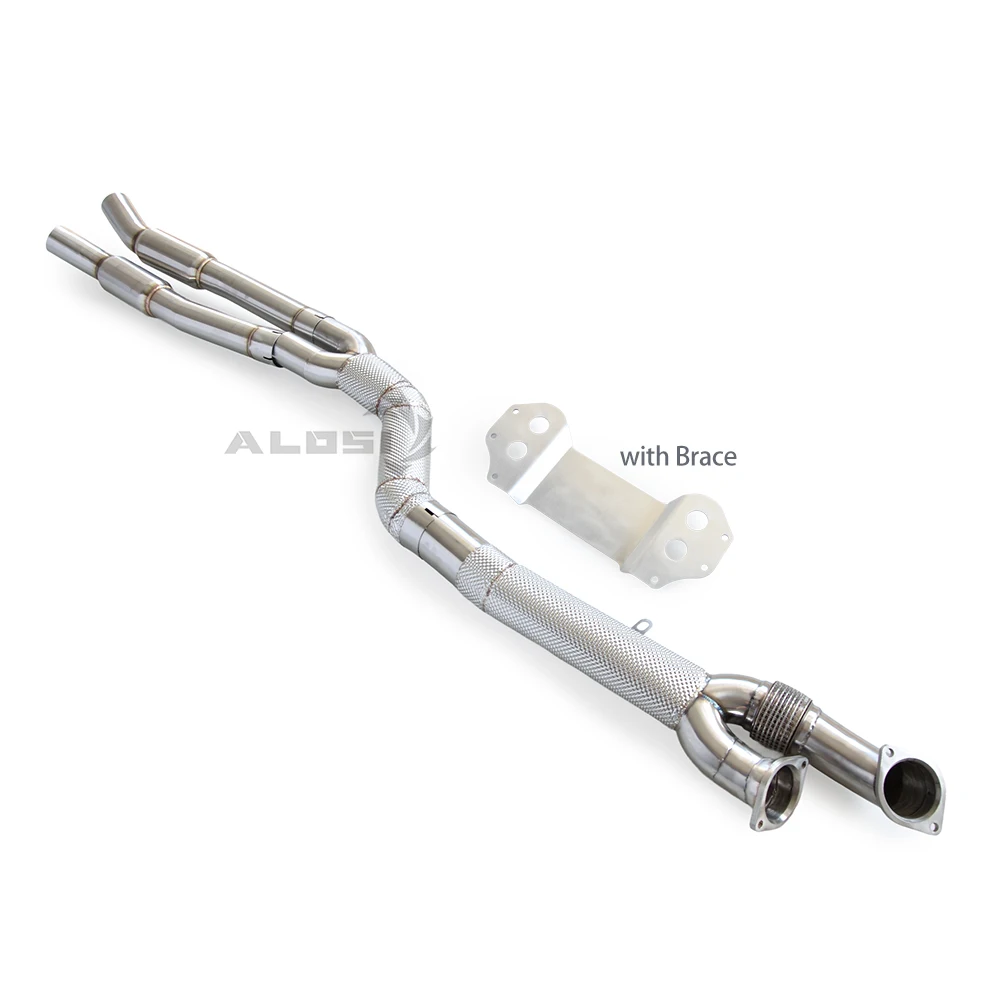 Suitable for BMW M3 M4 G80 G82  Touring G81 3.0T 2021-2024 stainless steel middle pipe with heat shield with brace