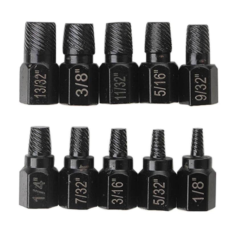 10Pcs Screw Extractor Kit Alloy Steel Damaged Screw Remover Set Easy Out Drill Bit Screws Bolt Stud Multi-Spline Screw Extractor