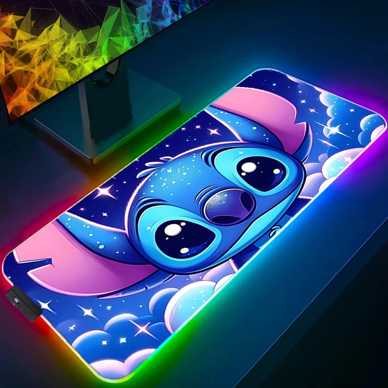 Anime RGB Pad Mouse S-stitch Backlight HD Print Computer Gamer Locking Edge LED Mousepad XXL 900x400 Keyboard PC Mice Mats Pad