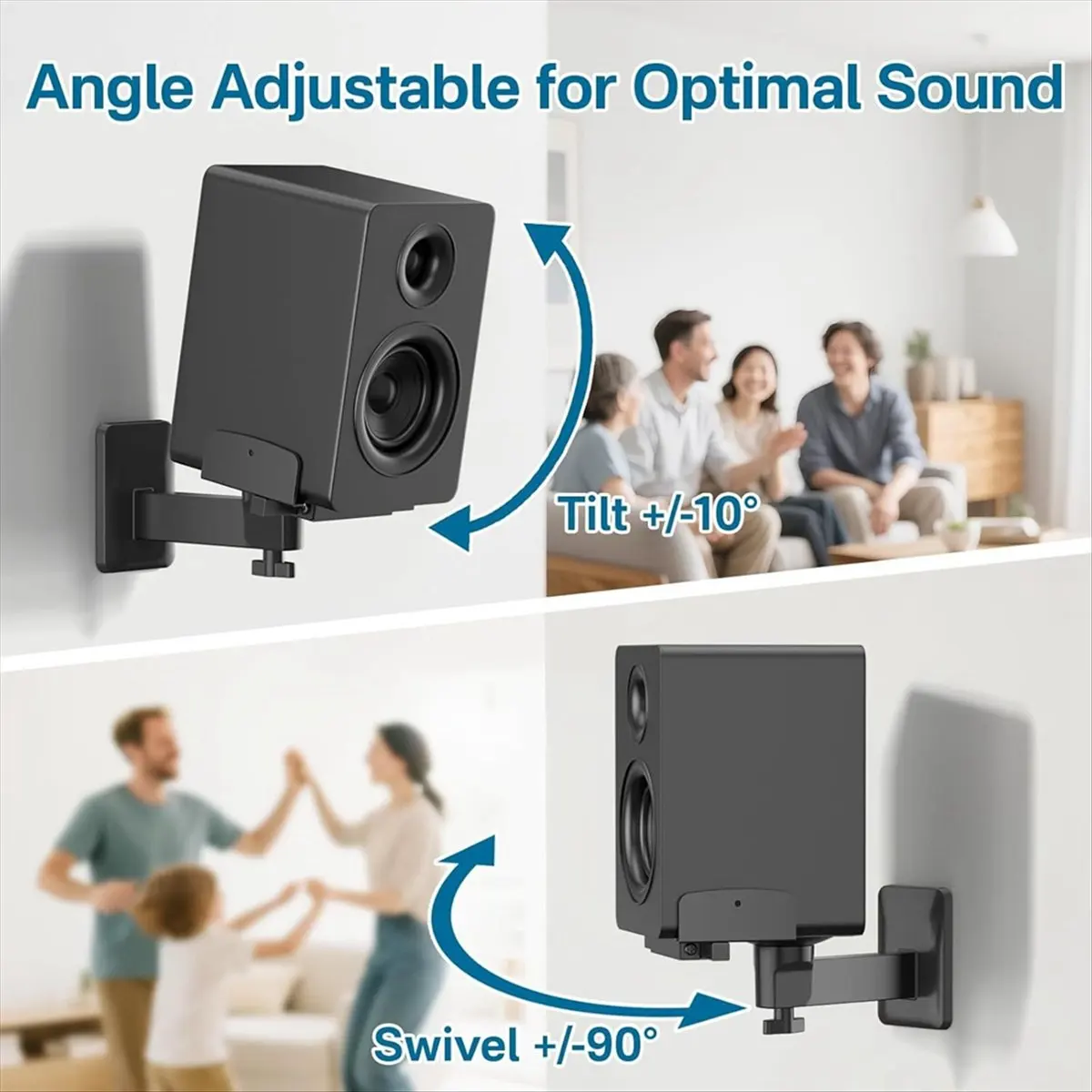 Punctual- 2PCS Speaker Wall Mounts Dual Side Clamping Speaker Wall Mounts for Most Bookshelf Speakers Surround Sound Speakers