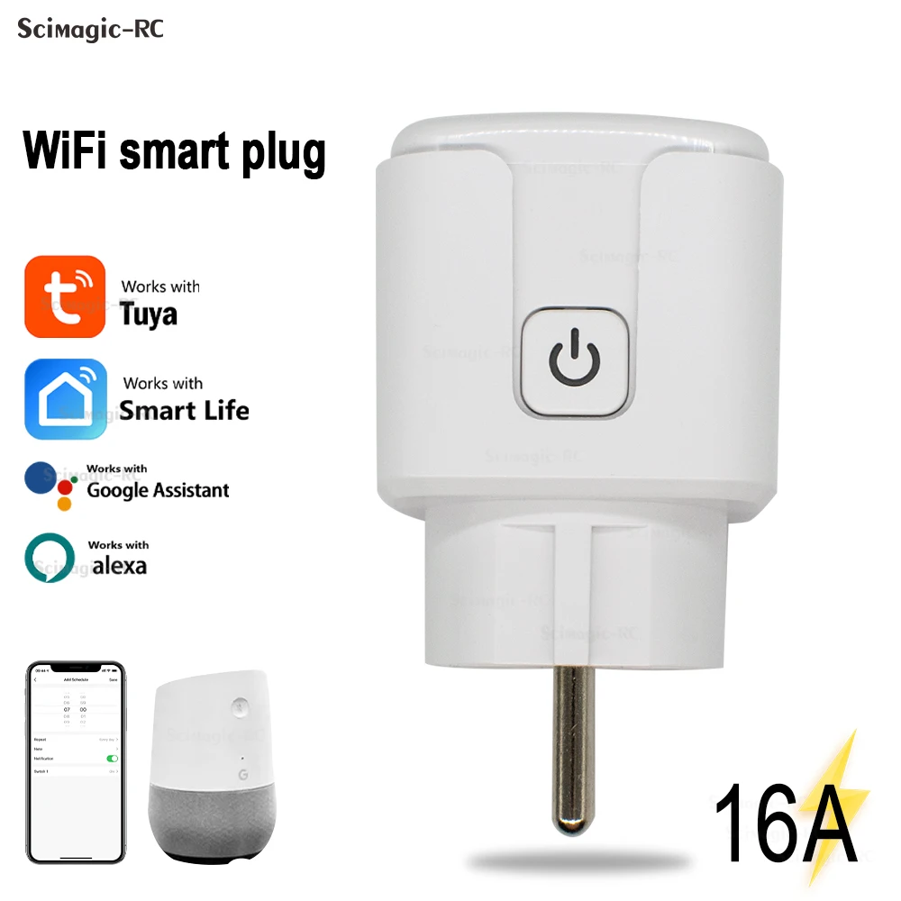 

Умная розетка WiFi Розетка ЕС 16 А Монитор мощности Функция синхронизации Tuya SmartLife APP Управление работой с Alexa Google Home